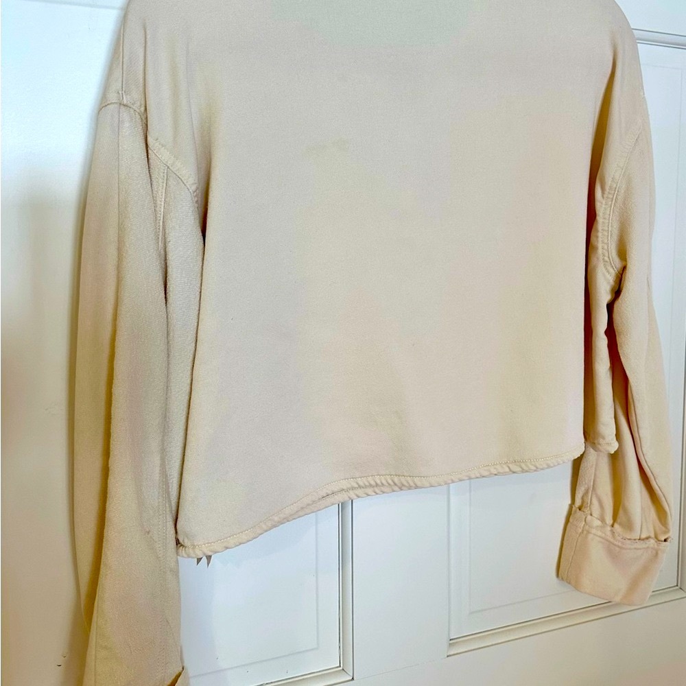 Zara Cream Colored long sleeve Crop Top Size M - Picture 2 of 4